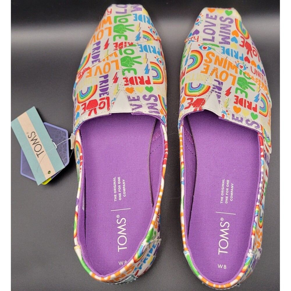 NWT Toms Shoes Womens 8 Belmont Pride Slip On Multicolor, Comfort Foam Insoles - Picture 5 of 7
